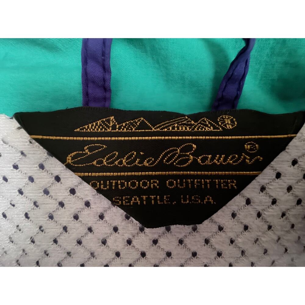 Eddie Bauer Full Zip Windbreaker Jacket Blue Green Mens M - Picture 4 of 6